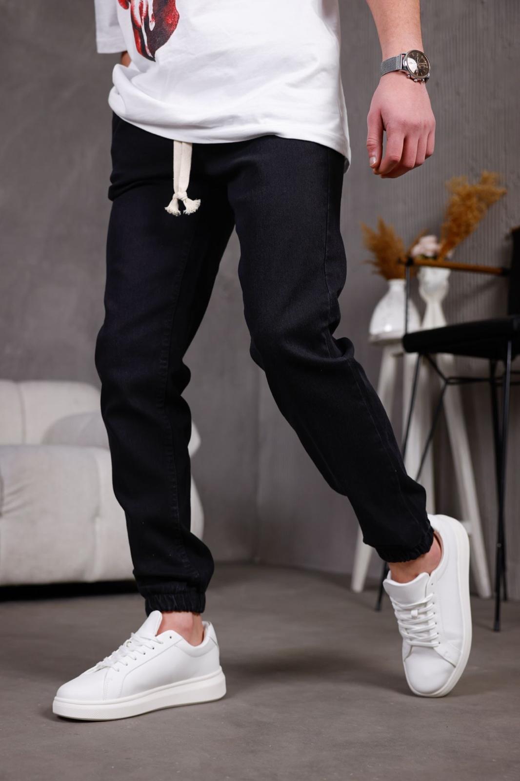 Zessi Paçası ve Beli Lastikli Slim Fit Likralı Kot Jogger Pantolon