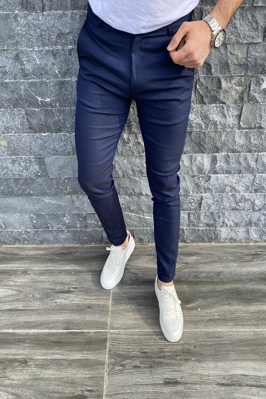 Zooma Armül Desenli Slim Fit Likralı Keten Pantolon