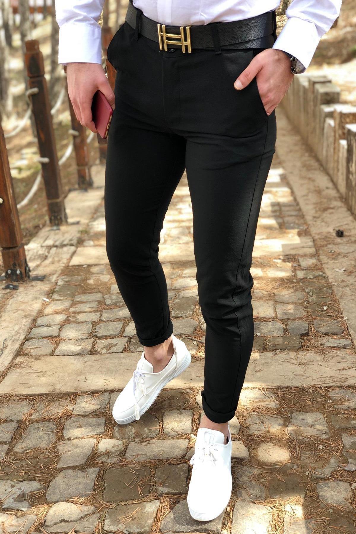 Zooma Armül Desenli Slim Fit Likralı Keten Pantolon