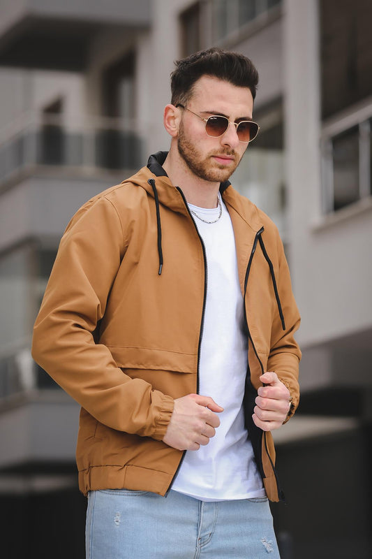 Antonin Bel ve Kol Lastikli Slim Fit Erkek Mevsimlik Mont Yağmurluk