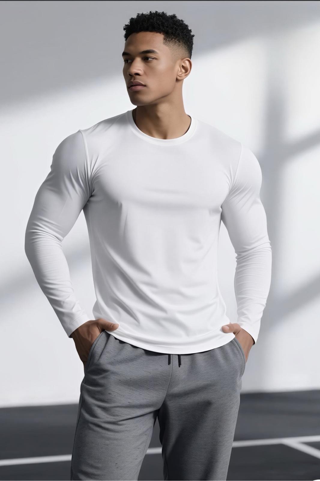 Ark Erkek Likralı Dar Kesim Uzun Kollu Spor ve Günlük T-shirt