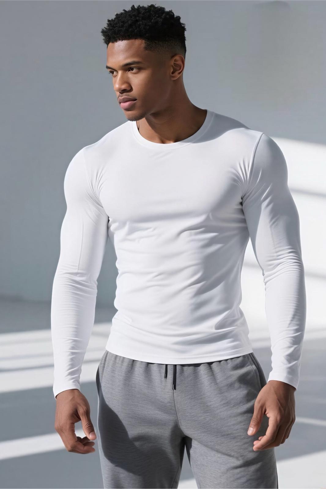 Ark Erkek Likralı Dar Kesim Uzun Kollu Spor ve Günlük T-shirt
