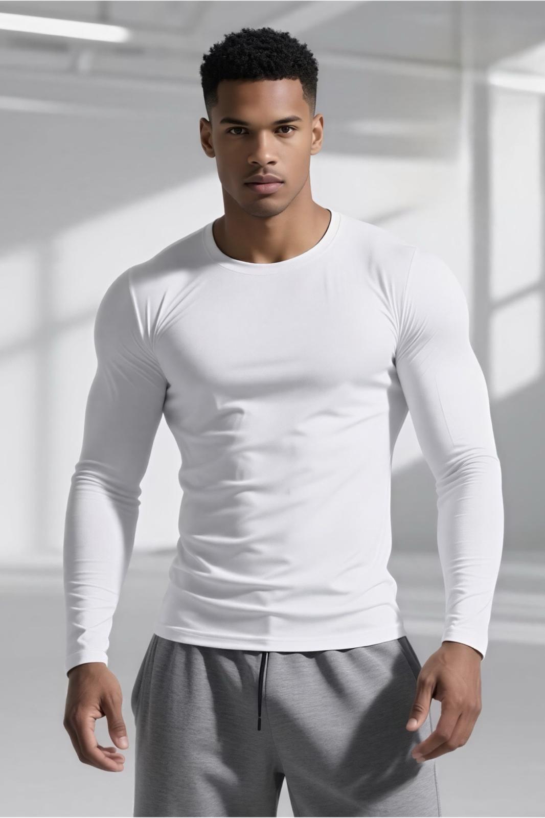 Ark Erkek Likralı Dar Kesim Uzun Kollu Spor ve Günlük T-shirt