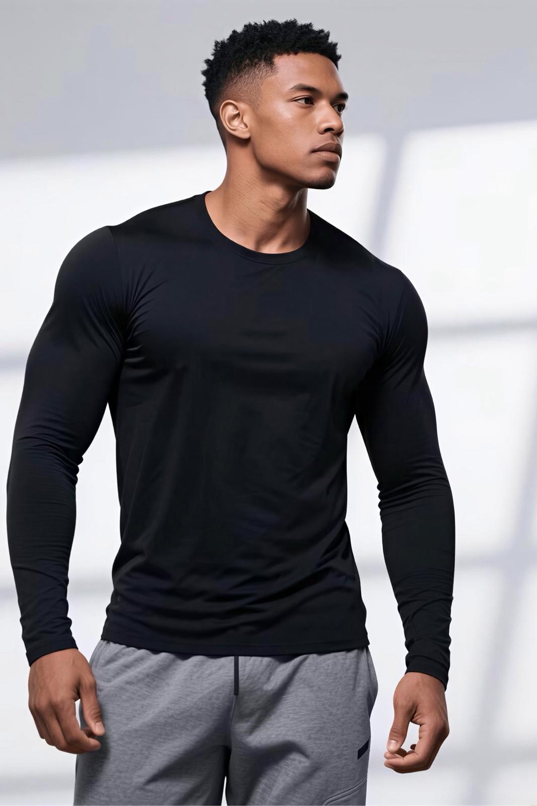 Ark Erkek Likralı Dar Kesim Uzun Kollu Spor ve Günlük T-shirt
