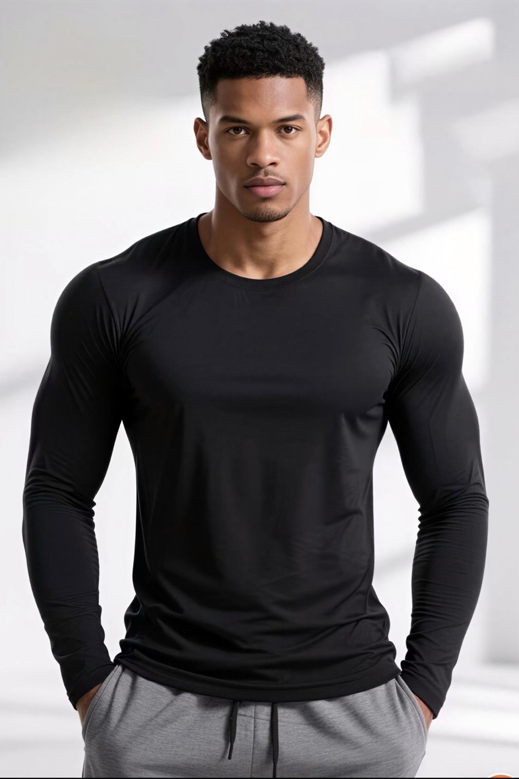 Ark Erkek Likralı Dar Kesim Uzun Kollu Spor ve Günlük T-shirt