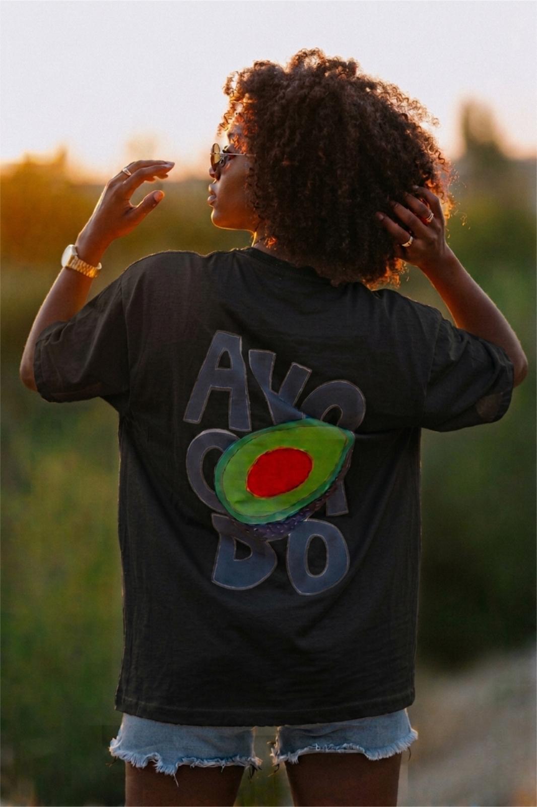 Blueberry Girl Tasarım Baskılı Pamuklu Oversize Kadın T-Shirt