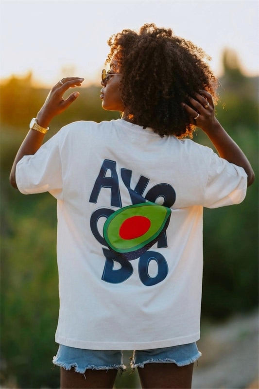 Blueberry Girl Tasarım Baskılı Pamuklu Oversize Kadın T-Shirt
