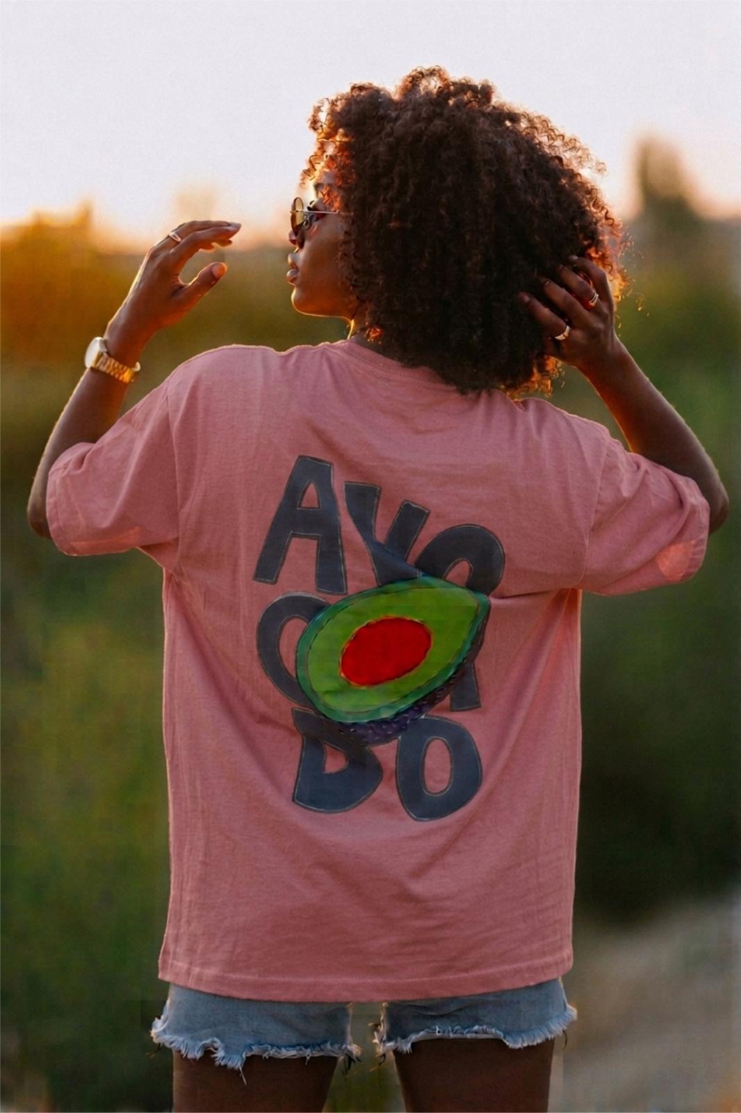 Blueberry Girl Tasarım Baskılı Pamuklu Oversize Kadın T-Shirt