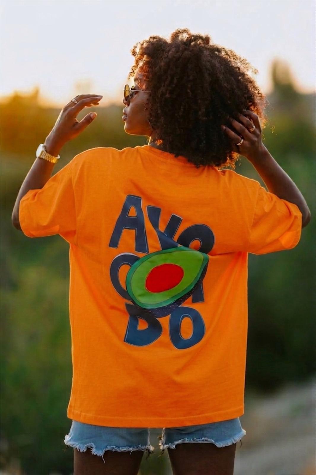 Blueberry Girl Tasarım Baskılı Pamuklu Oversize Kadın T-Shirt
