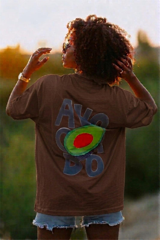 Blueberry Girl Tasarım Baskılı Pamuklu Oversize Kadın T-Shirt