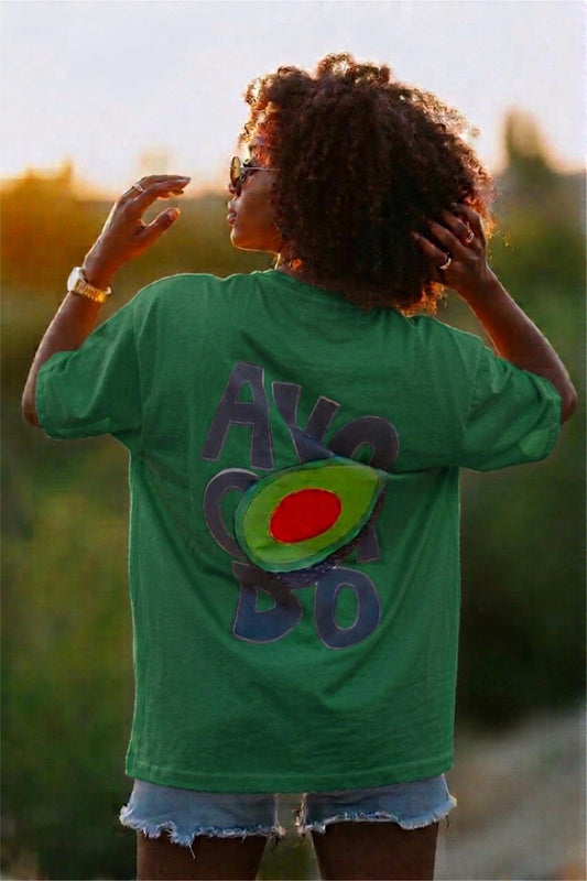 Blueberry Girl Tasarım Baskılı Pamuklu Oversize Kadın T-Shirt