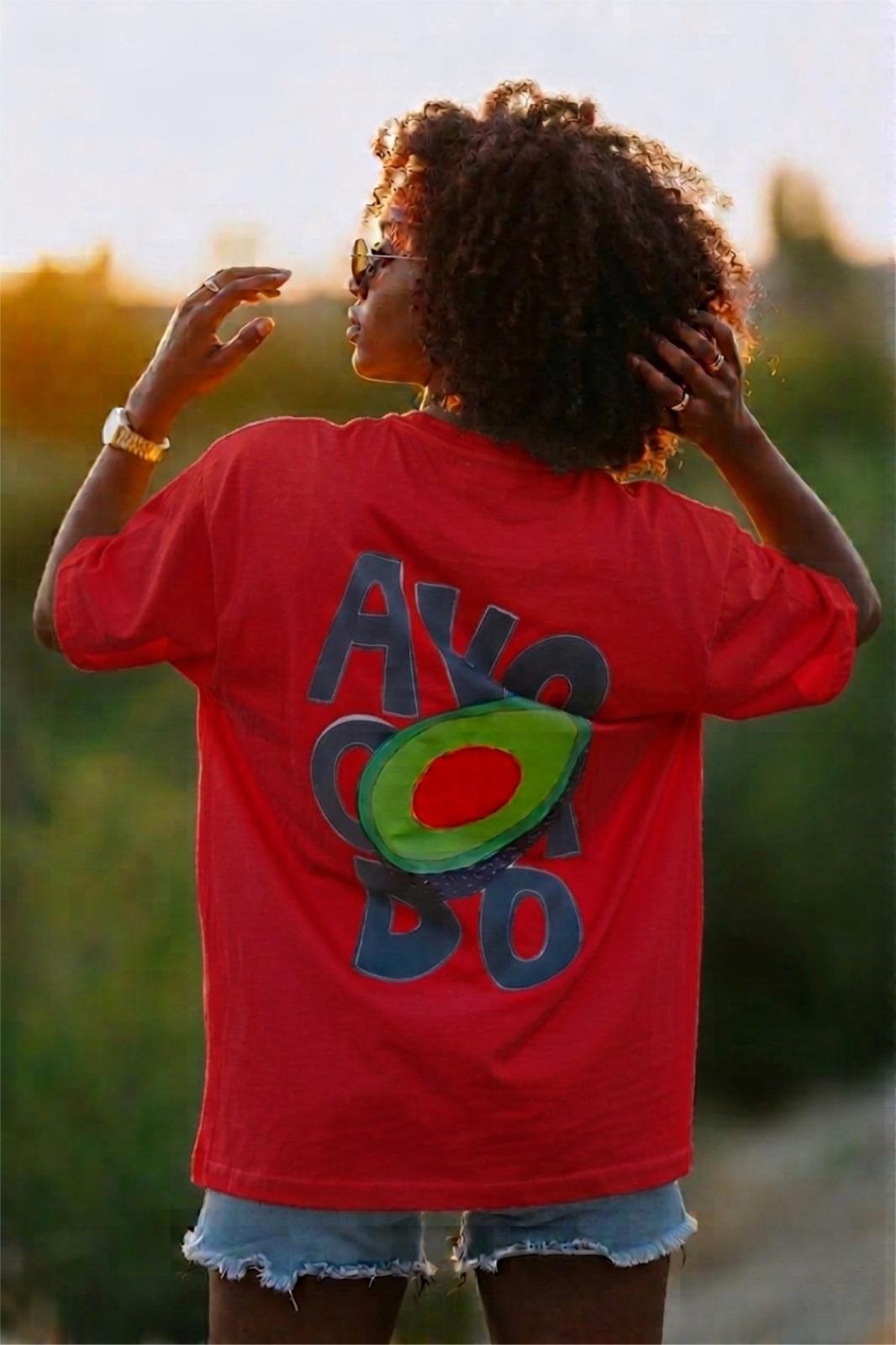 Blueberry Girl Tasarım Baskılı Pamuklu Oversize Kadın T-Shirt