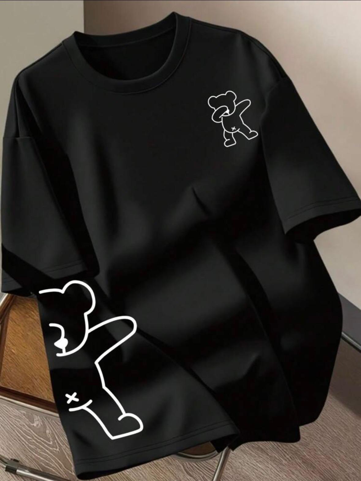 Ayıcık Baskılı Unisex Oversize Sokak Stili T-Shirt