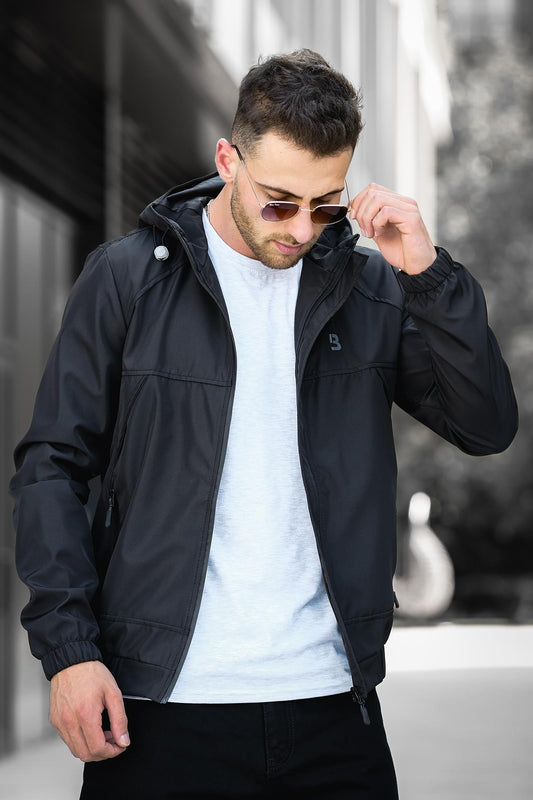 Bailey Suya Dayanaklı Slim Fit Erkek Kapüşonlu Mevsimlik Mont Yağmurluk