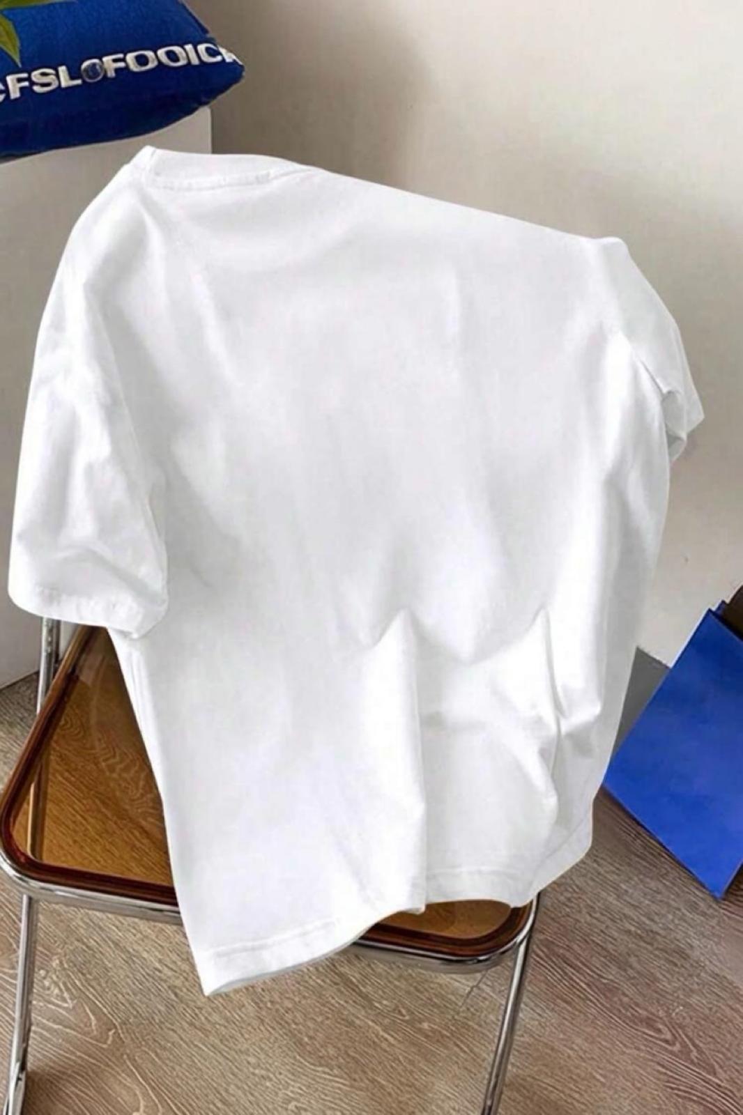 Bambu Panda Grafikli Cep Detaylı Kısa Kollu Oversize Unisex Bisiklet Yaka Tişört