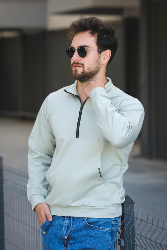 Barrac İki İplik Fermuarlı Yarım Balıkçı Yaka Slim Fit Erkek Sweatshirt