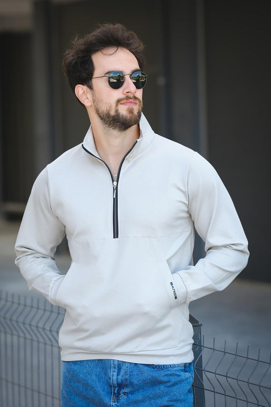 Barrac İki İplik Fermuarlı Yarım Balıkçı Yaka Slim Fit Erkek Sweatshirt