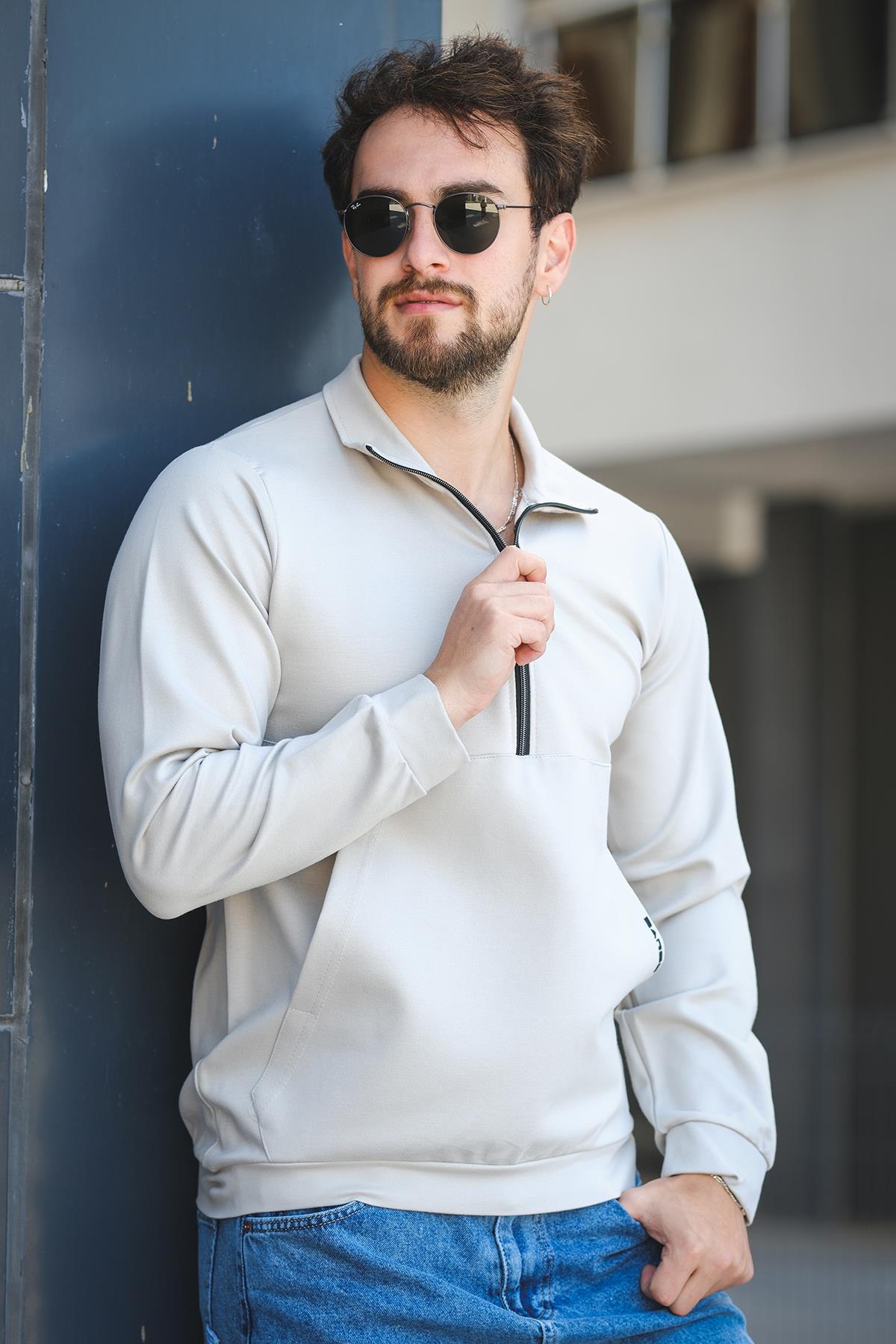 Barrac İki İplik Fermuarlı Yarım Balıkçı Yaka Slim Fit Erkek Sweatshirt