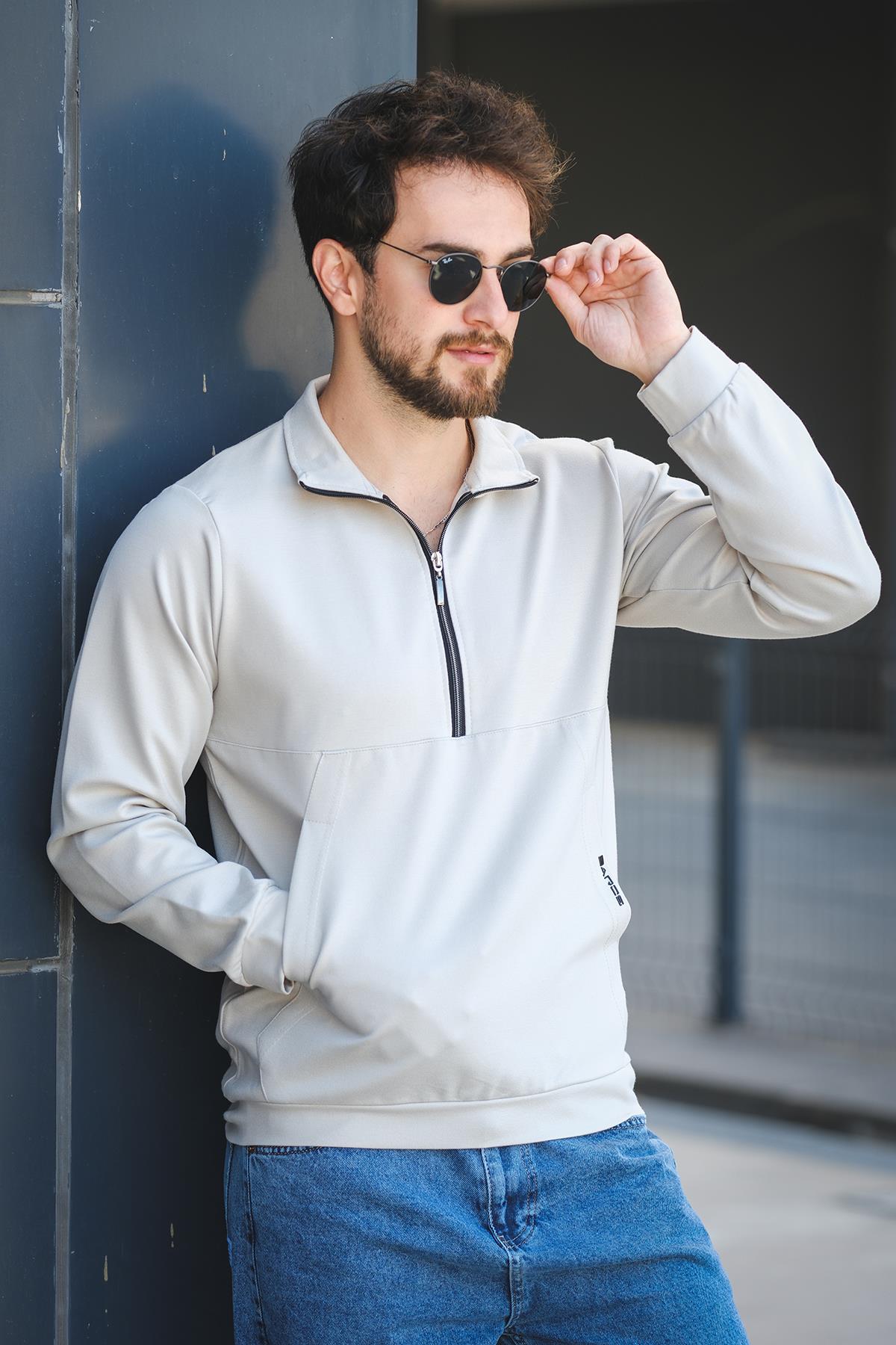 Barrac İki İplik Fermuarlı Yarım Balıkçı Yaka Slim Fit Erkek Sweatshirt