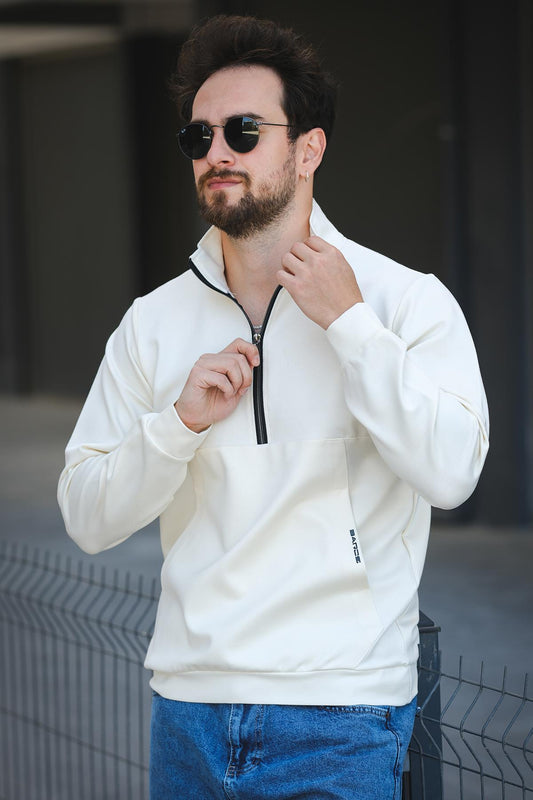 Barrac İki İplik Fermuarlı Yarım Balıkçı Yaka Slim Fit Erkek Sweatshirt