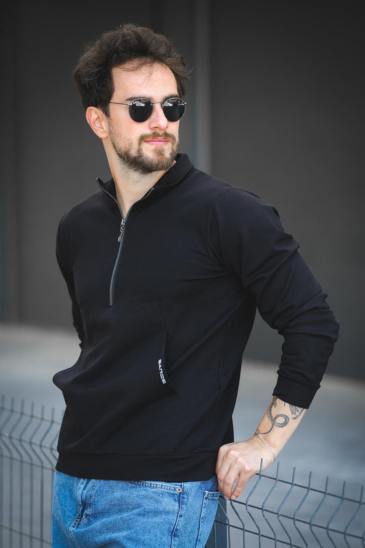 Barrac İki İplik Fermuarlı Yarım Balıkçı Yaka Slim Fit Erkek Sweatshirt