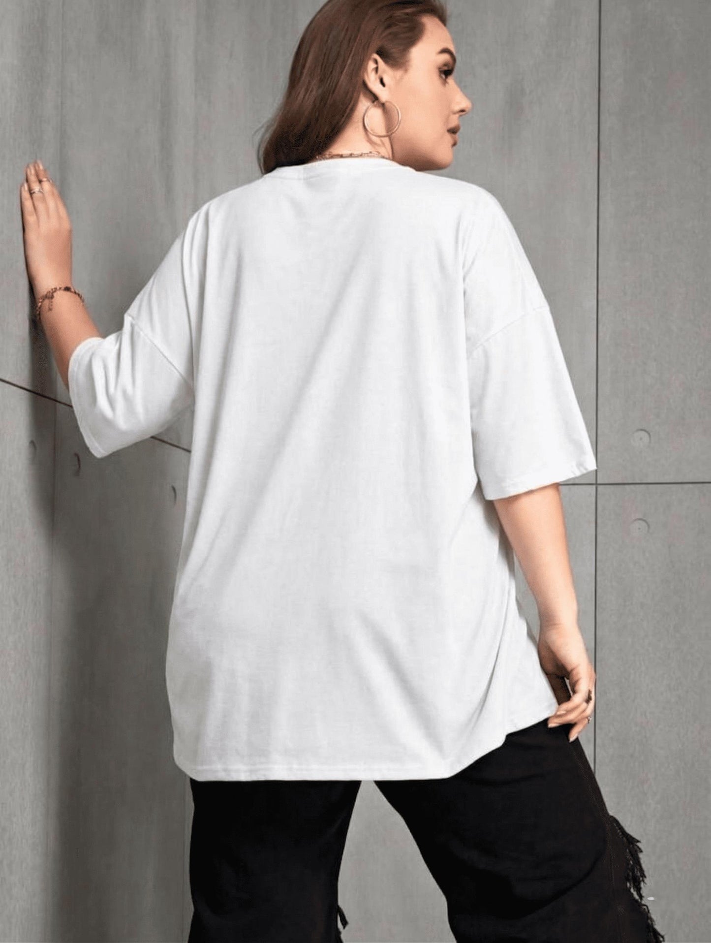Be Real Kadın Büyük Beden Battal Baskılı Bisiklet Yaka Pamuklu T-Shirt Rahat Kesim Unisex Sevgili Kombini
