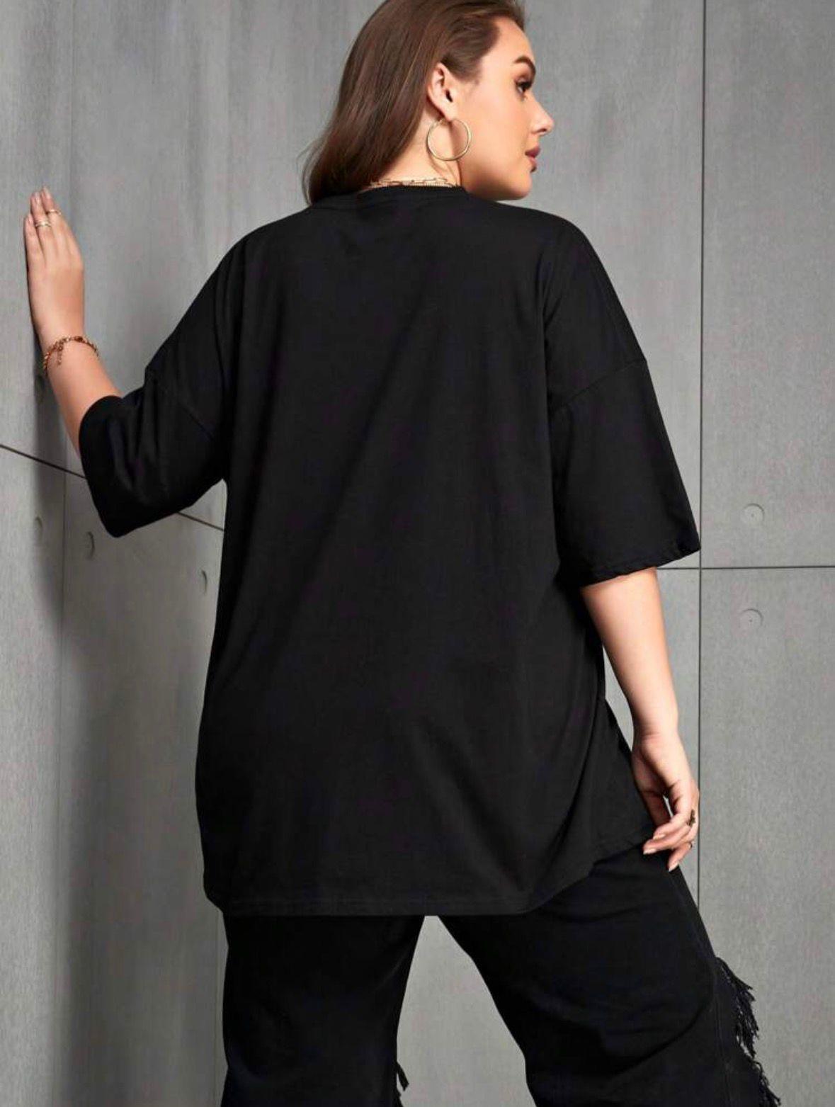 Be Real Kadın Büyük Beden Battal Baskılı Bisiklet Yaka Pamuklu T-Shirt Rahat Kesim Unisex Sevgili Kombini