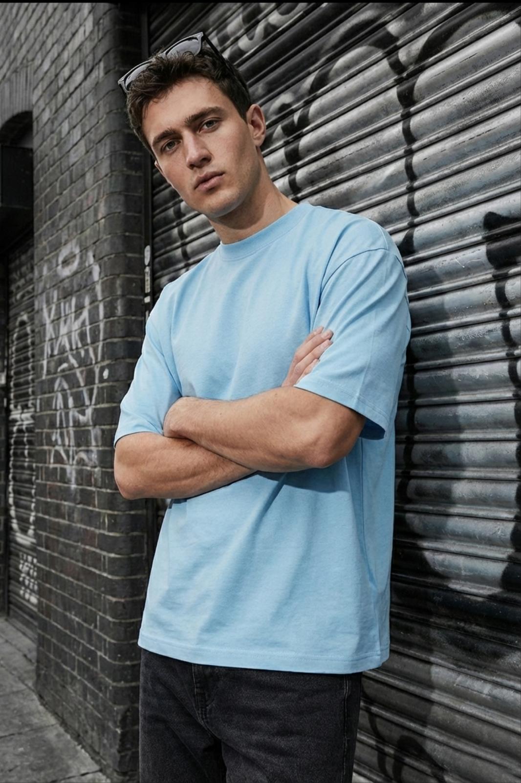 Benriy Erkek Oversize Basic Bisiklet Yaka Pamuklu T-Shirt Rahat Kesim Unisex Sevgili Kombini