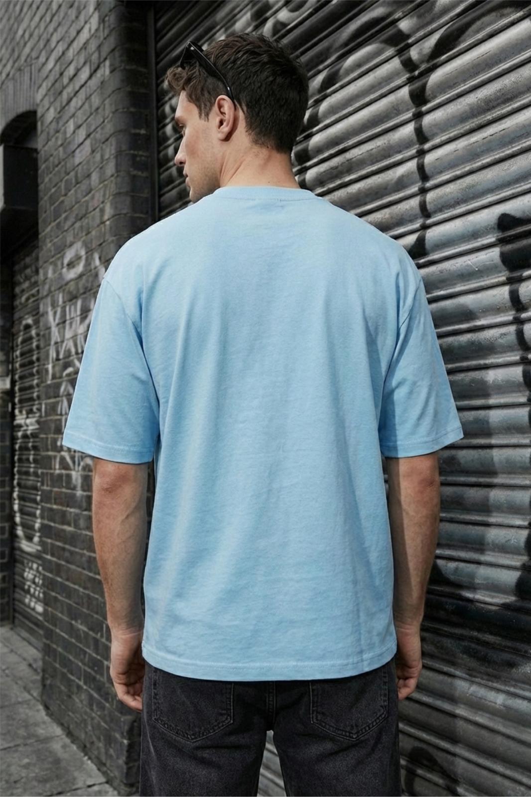 Benriy Erkek Oversize Basic Bisiklet Yaka Pamuklu T-Shirt Rahat Kesim Unisex Sevgili Kombini