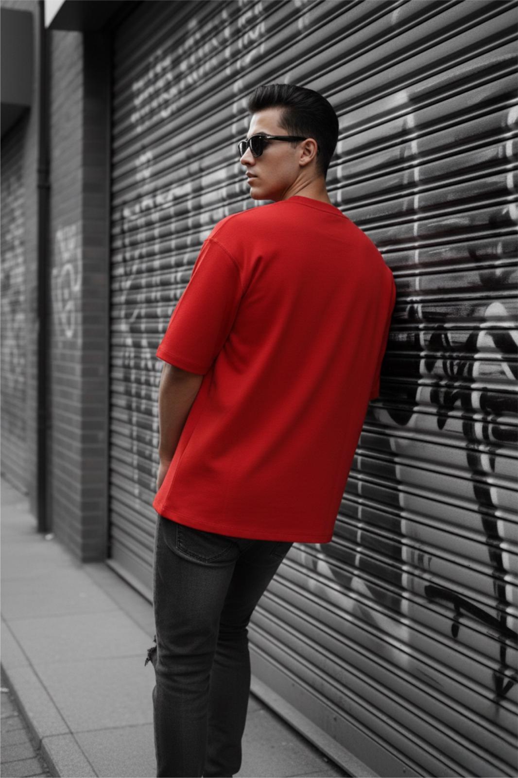 Benriy Erkek Oversize Basic Bisiklet Yaka Pamuklu T-Shirt Rahat Kesim Unisex Sevgili Kombini