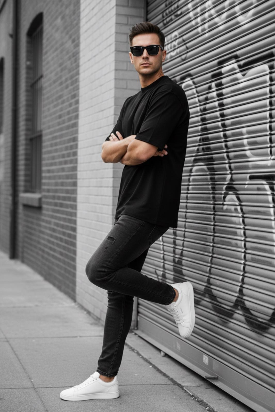 Benriy Erkek Oversize Basic Bisiklet Yaka Pamuklu T-Shirt Rahat Kesim Unisex Sevgili Kombini