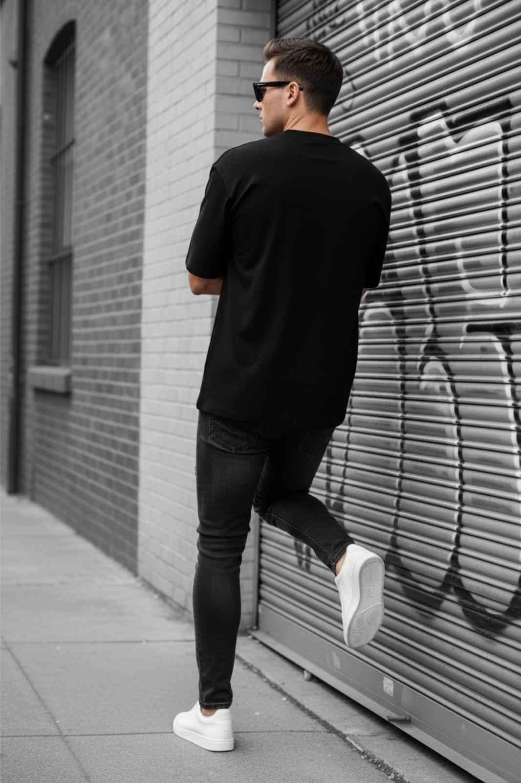 Benriy Erkek Oversize Basic Bisiklet Yaka Pamuklu T-Shirt Rahat Kesim Unisex Sevgili Kombini