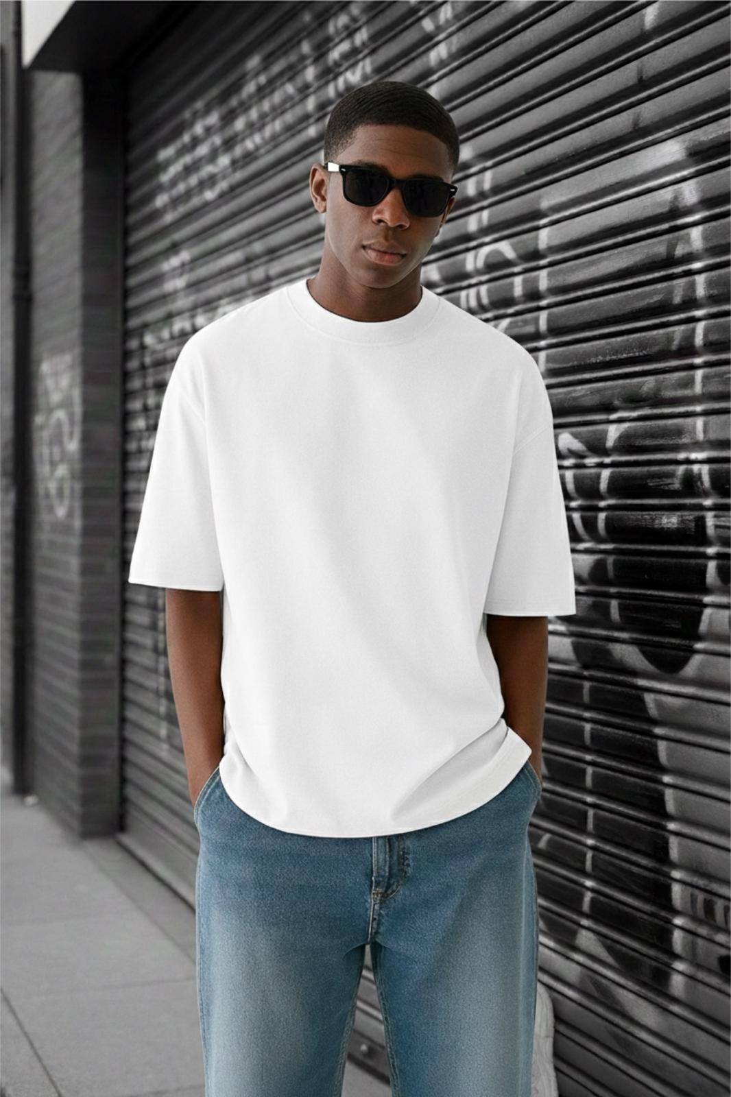 Benriy Erkek Oversize Basic Bisiklet Yaka Pamuklu T-Shirt Rahat Kesim Unisex Sevgili Kombini