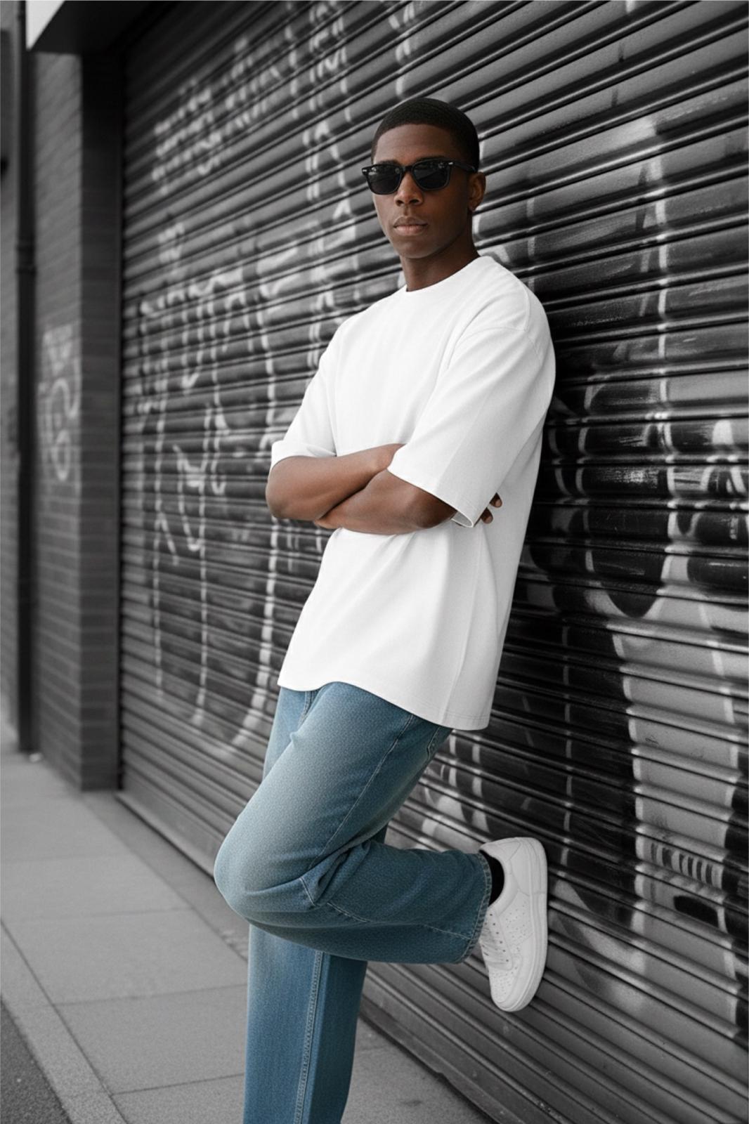 Benriy Erkek Oversize Basic Bisiklet Yaka Pamuklu T-Shirt Rahat Kesim Unisex Sevgili Kombini