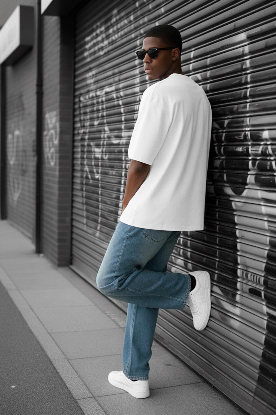 Benriy Erkek Oversize Basic Bisiklet Yaka Pamuklu T-Shirt Rahat Kesim Unisex Sevgili Kombini