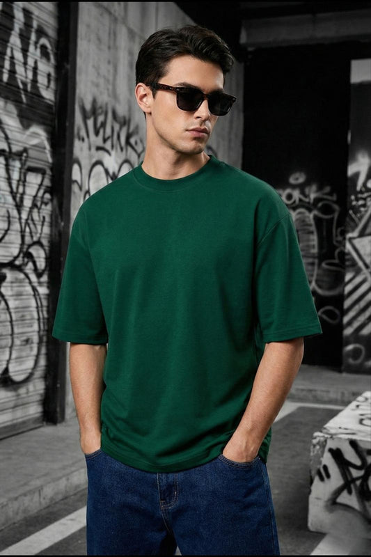 Benriy Erkek Oversize Basic Bisiklet Yaka Pamuklu T-Shirt Rahat Kesim Unisex Sevgili Kombini