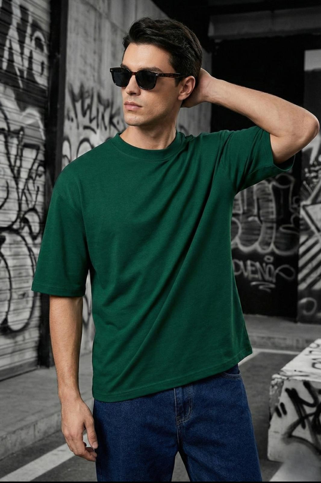 Benriy Erkek Oversize Basic Bisiklet Yaka Pamuklu T-Shirt Rahat Kesim Unisex Sevgili Kombini