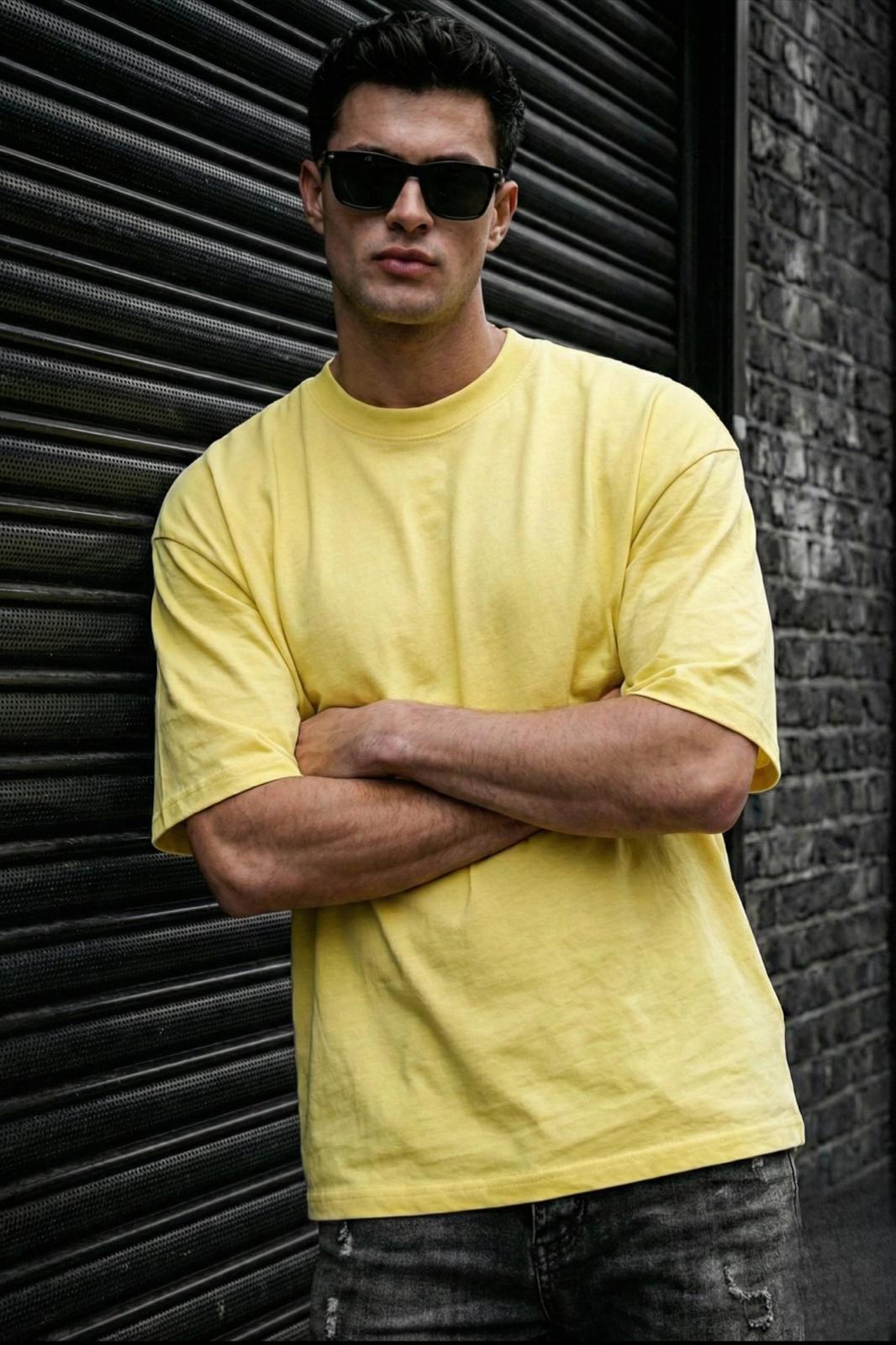 Benriy Erkek Oversize Basic Bisiklet Yaka Pamuklu T-Shirt Rahat Kesim Unisex Sevgili Kombini
