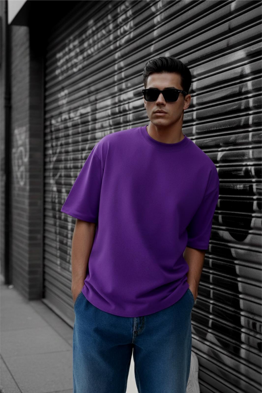 Benriy Erkek Oversize Basic Bisiklet Yaka Pamuklu T-Shirt Rahat Kesim Unisex Sevgili Kombini