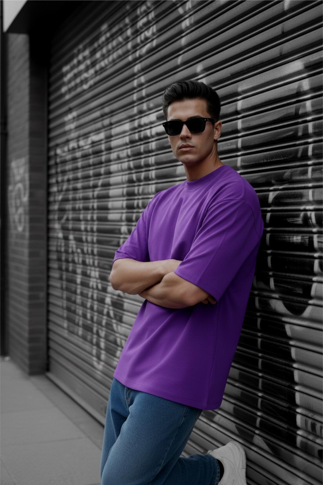 Benriy Erkek Oversize Basic Bisiklet Yaka Pamuklu T-Shirt Rahat Kesim Unisex Sevgili Kombini