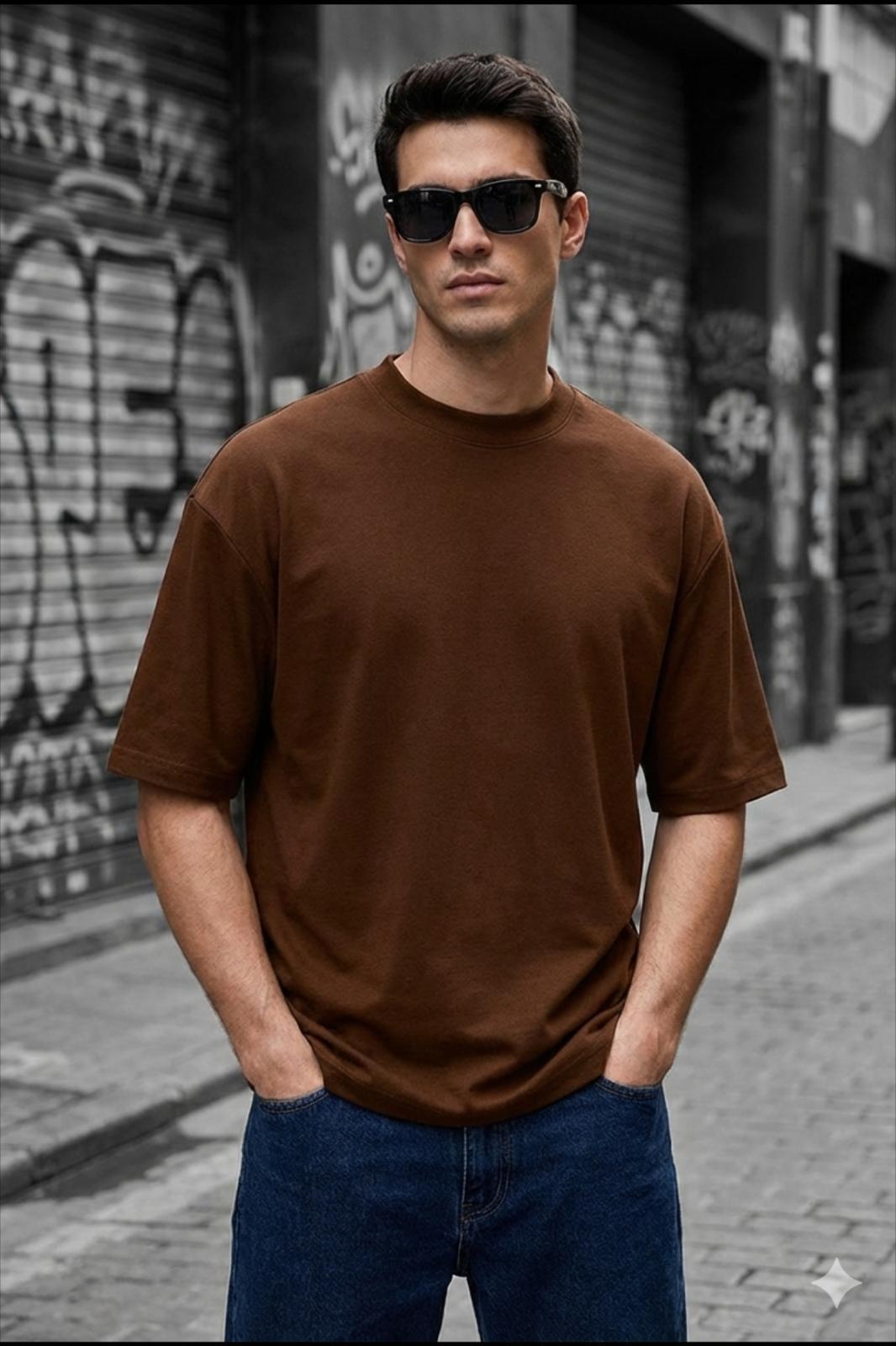 Benriy Erkek Oversize Basic Bisiklet Yaka Pamuklu T-Shirt Rahat Kesim Unisex Sevgili Kombini