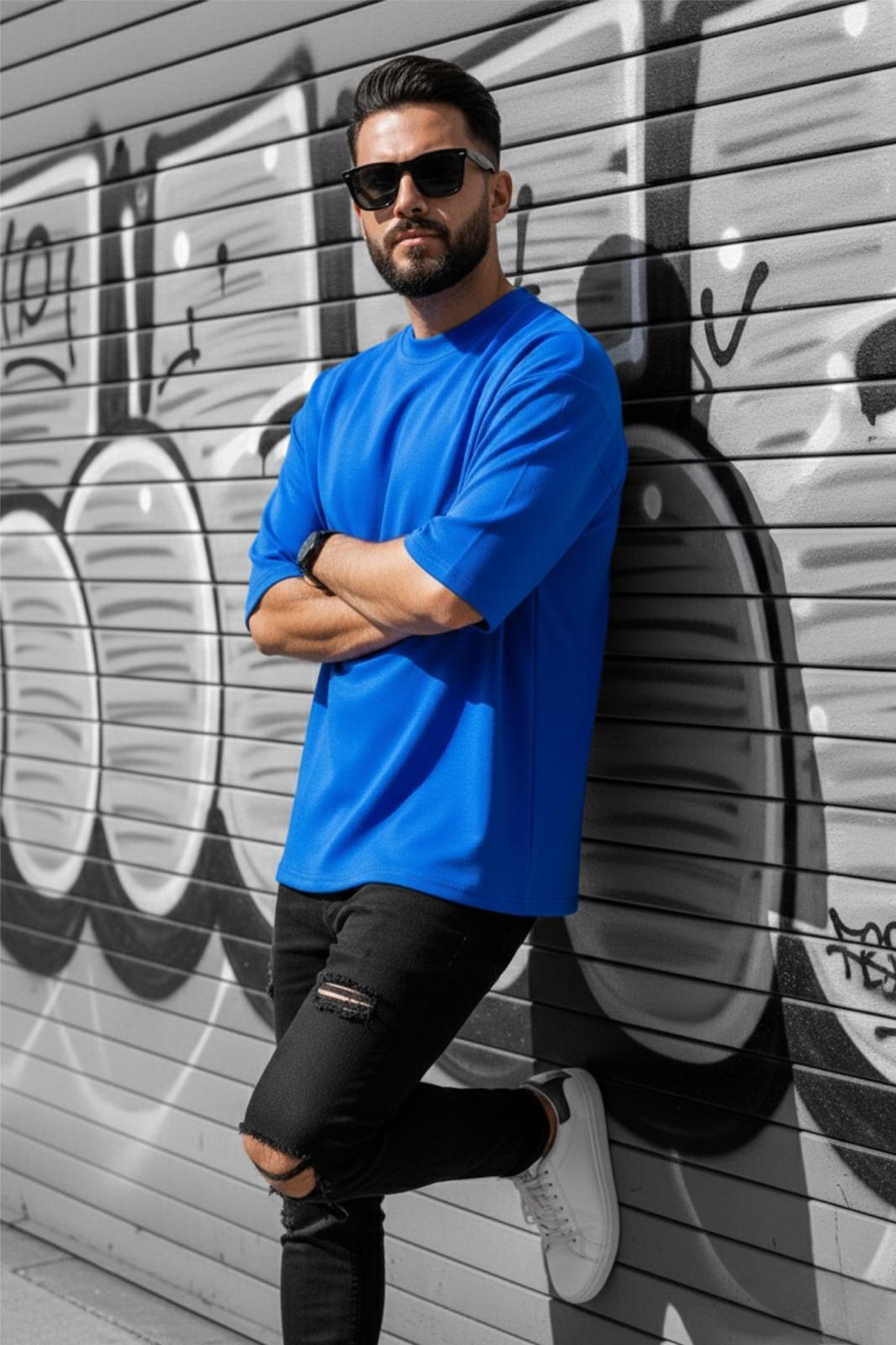 Benriy Erkek Oversize Basic Bisiklet Yaka Pamuklu T-Shirt Rahat Kesim Unisex Sevgili Kombini