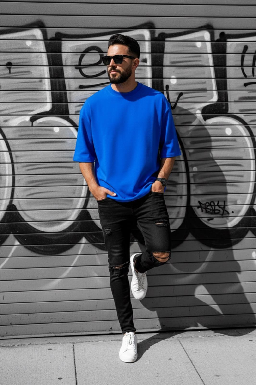 Benriy Erkek Oversize Basic Bisiklet Yaka Pamuklu T-Shirt Rahat Kesim Unisex Sevgili Kombini