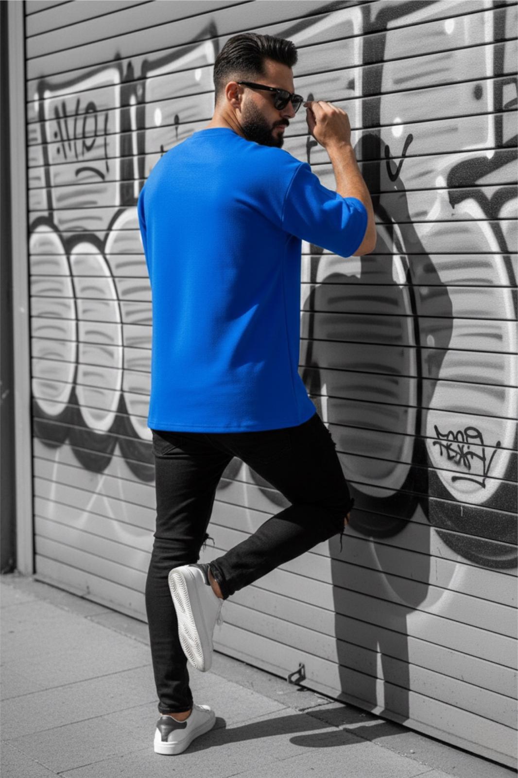 Benriy Erkek Oversize Basic Bisiklet Yaka Pamuklu T-Shirt Rahat Kesim Unisex Sevgili Kombini