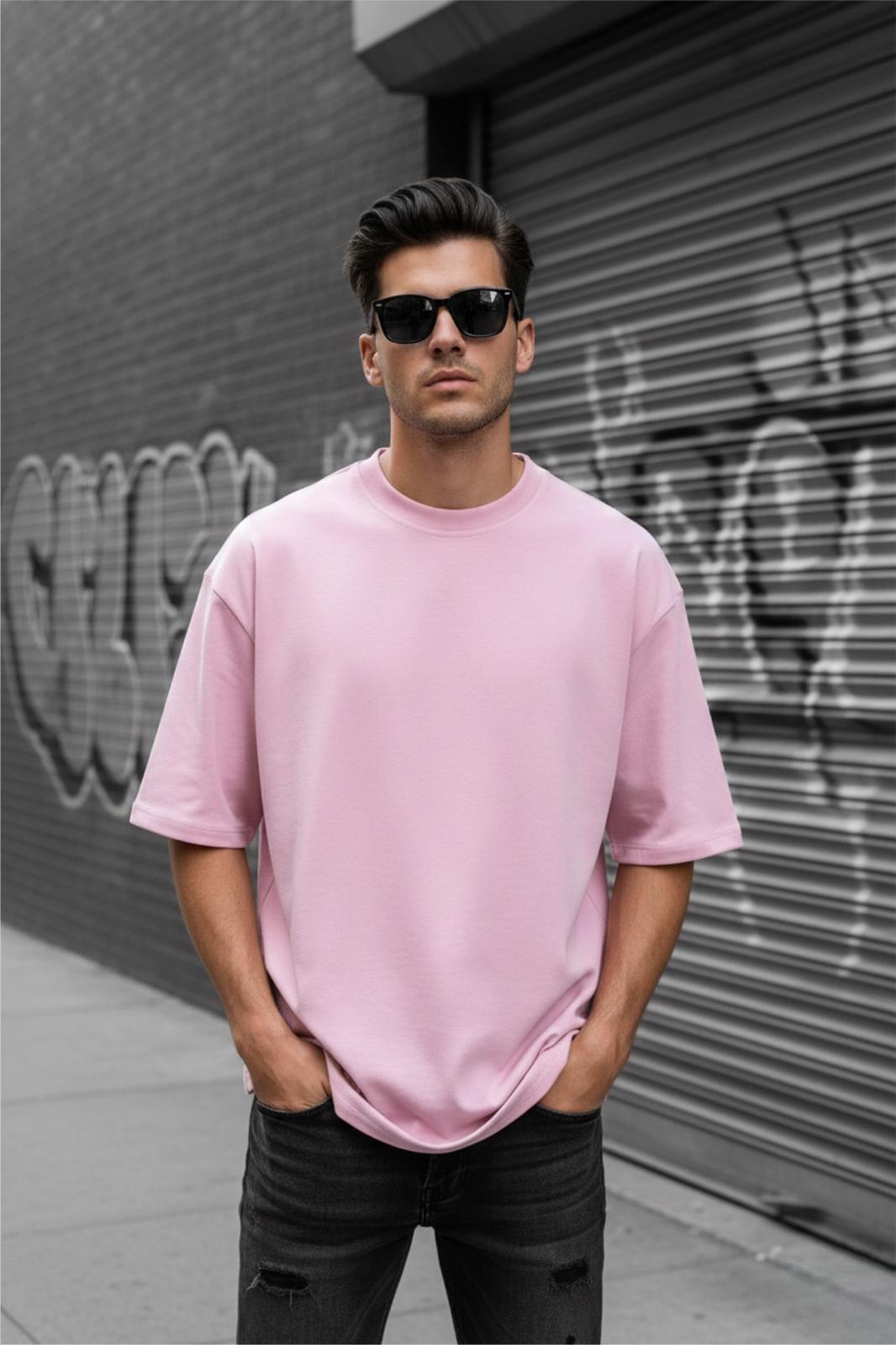 Benriy Erkek Oversize Basic Bisiklet Yaka Pamuklu T-Shirt Rahat Kesim Unisex Sevgili Kombini