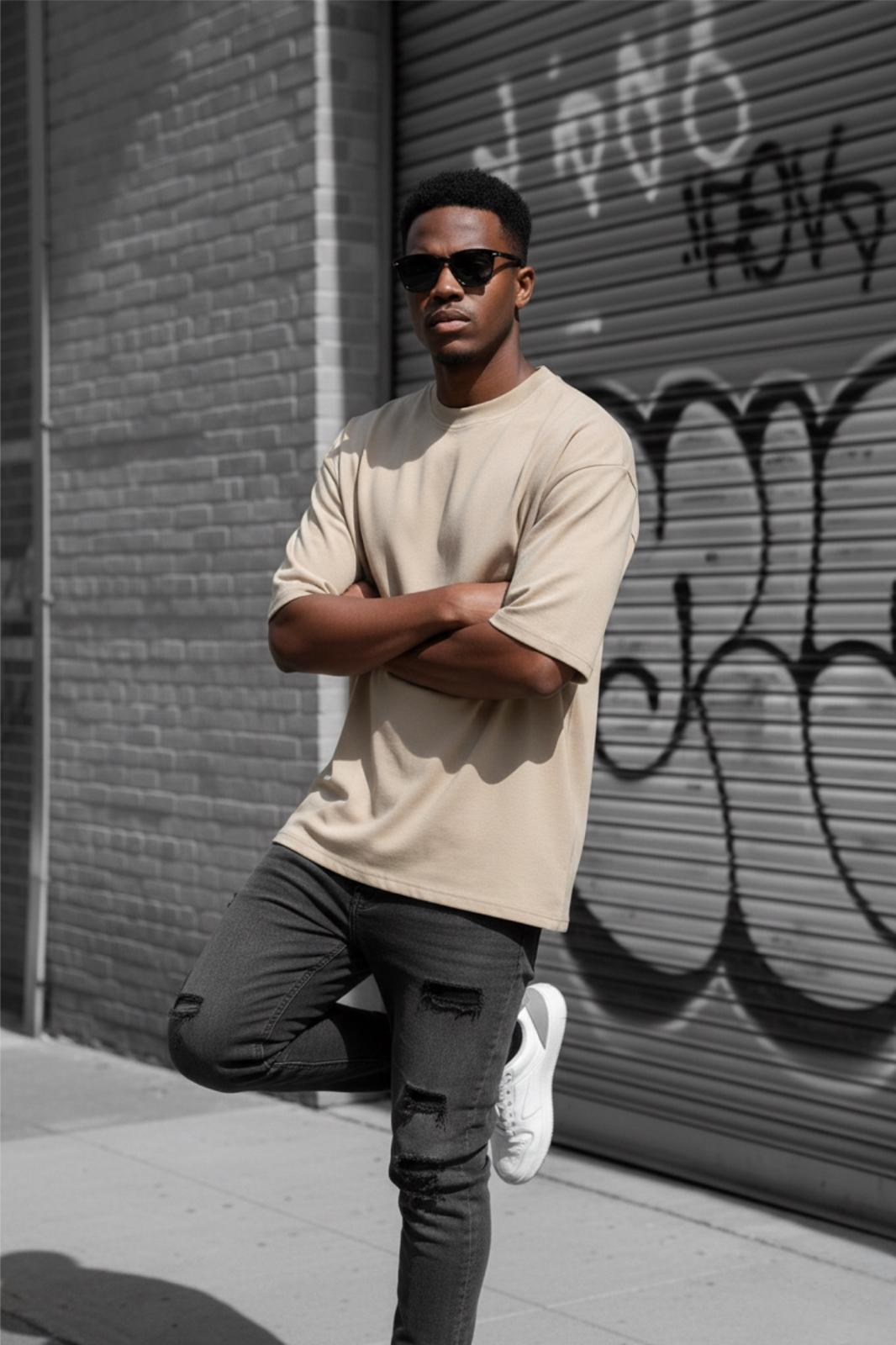 Benriy Erkek Oversize Basic Bisiklet Yaka Pamuklu T-Shirt Rahat Kesim Unisex Sevgili Kombini