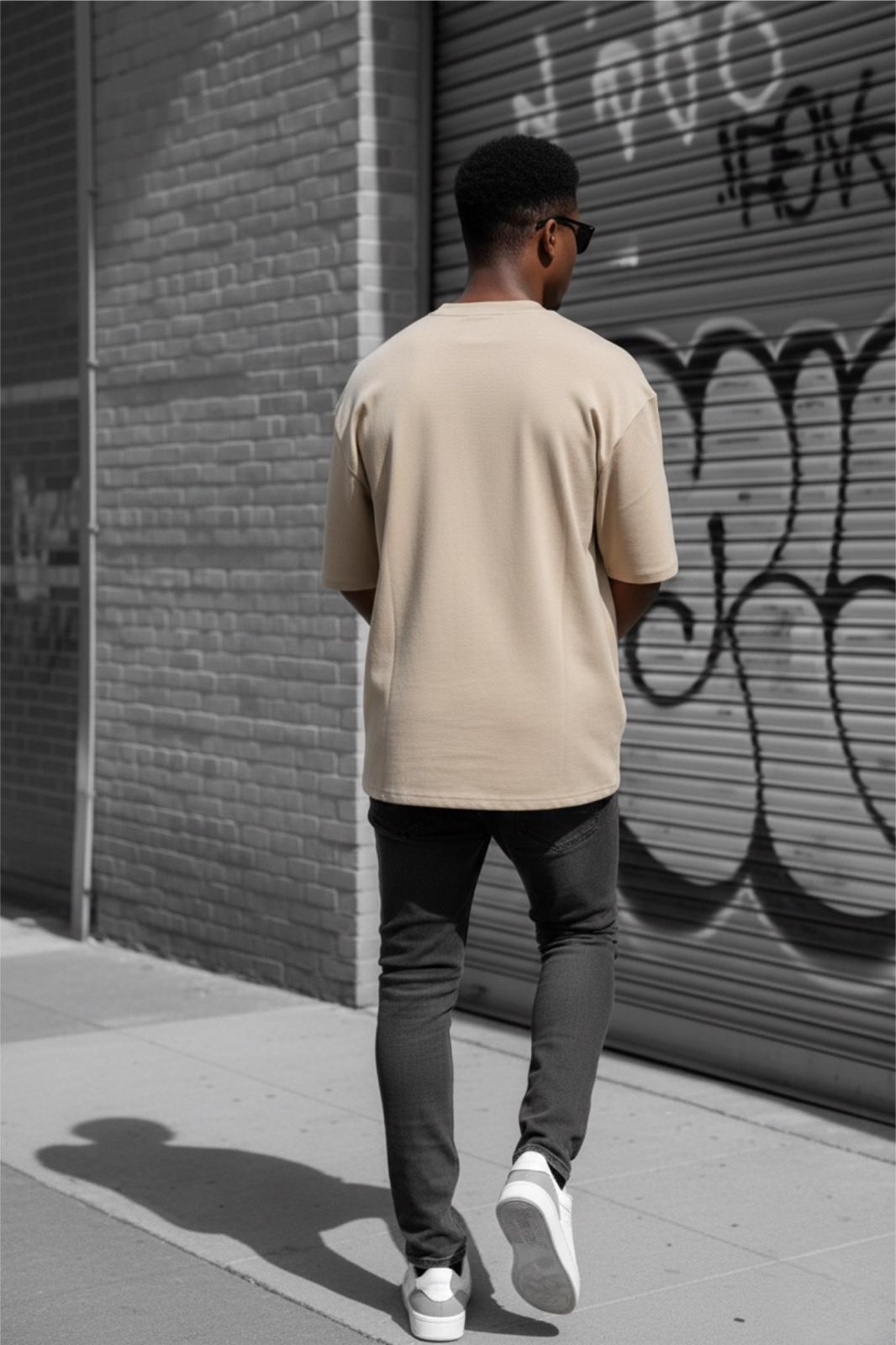Benriy Erkek Oversize Basic Bisiklet Yaka Pamuklu T-Shirt Rahat Kesim Unisex Sevgili Kombini