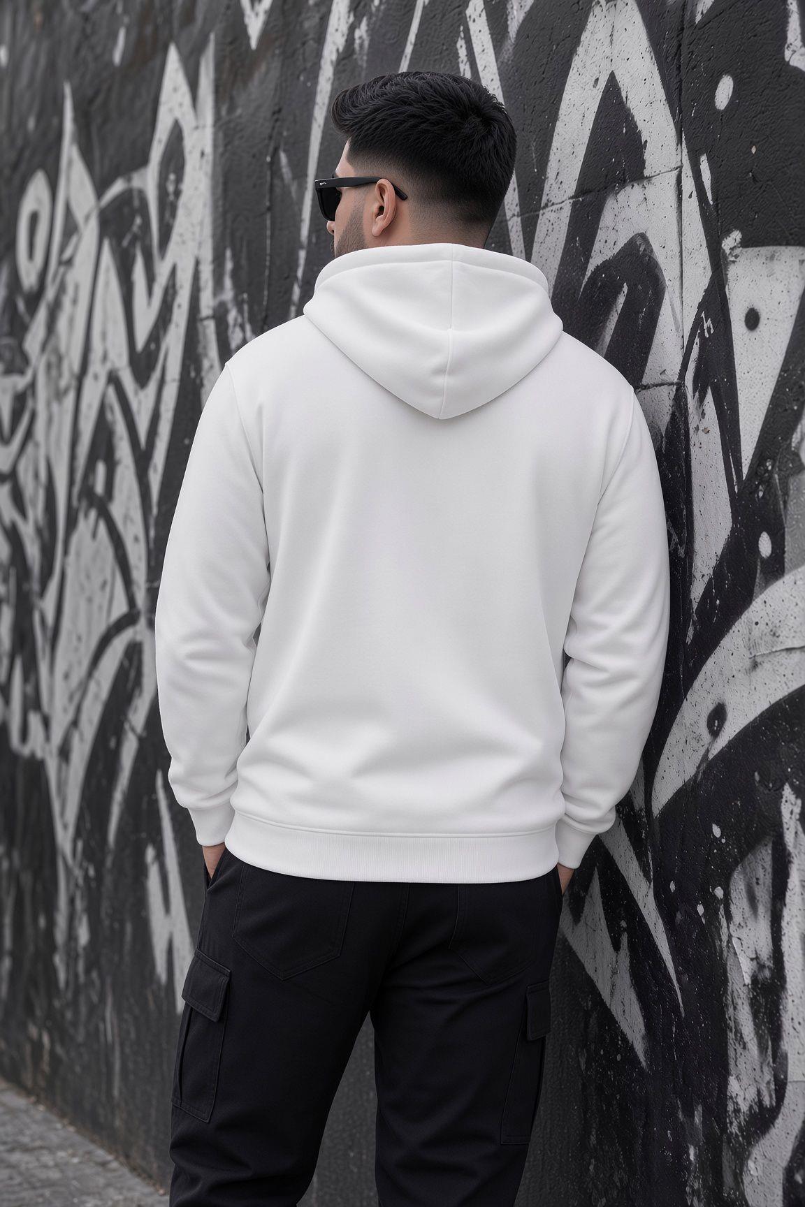Bery Büyük Beden Erkek Kapüşonlu Basic Sweatshirt İki İplik Şardonlu Kanguru Cepli