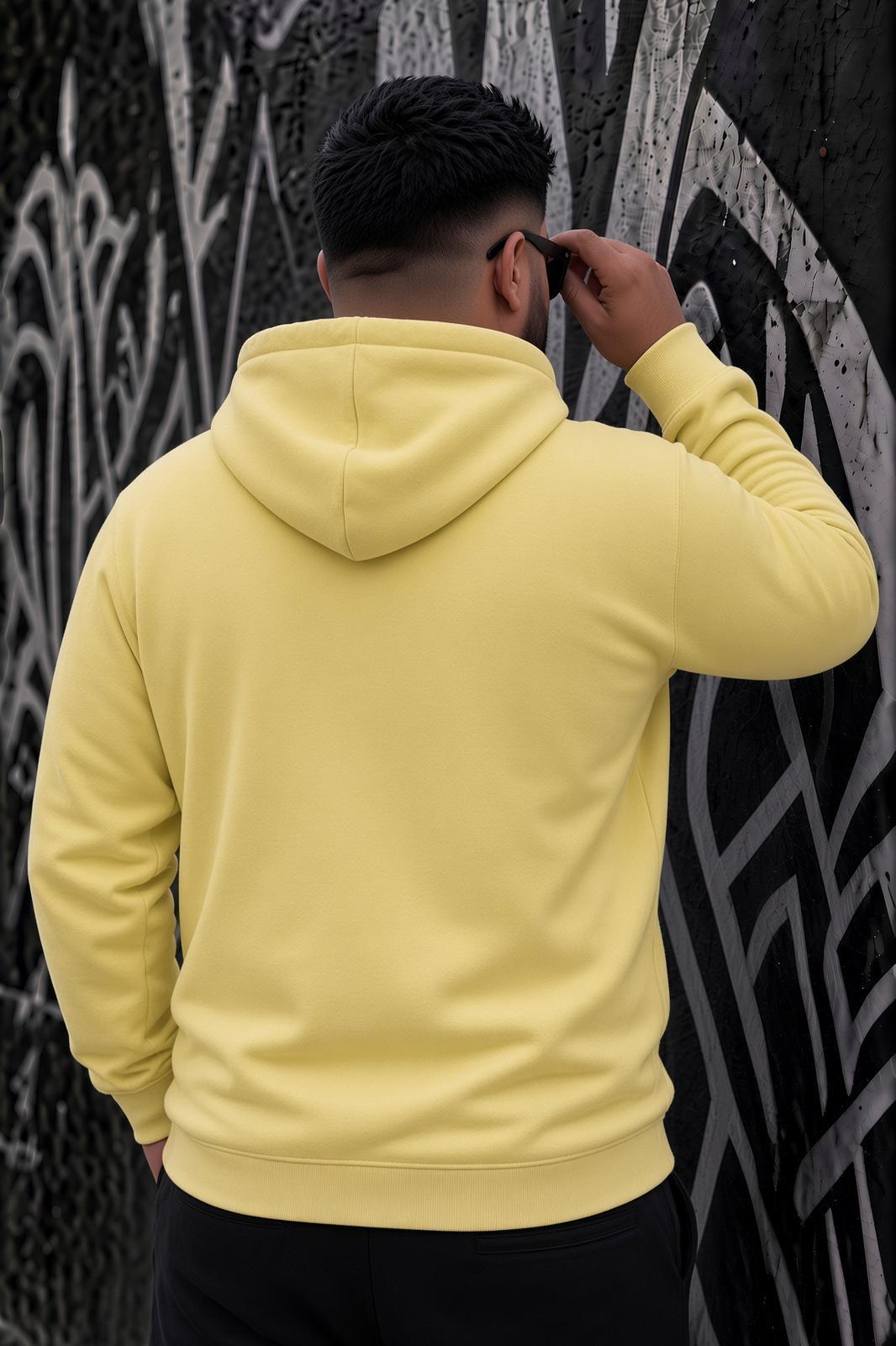Bery Büyük Beden Erkek Kapüşonlu Basic Sweatshirt İki İplik Şardonlu Kanguru Cepli
