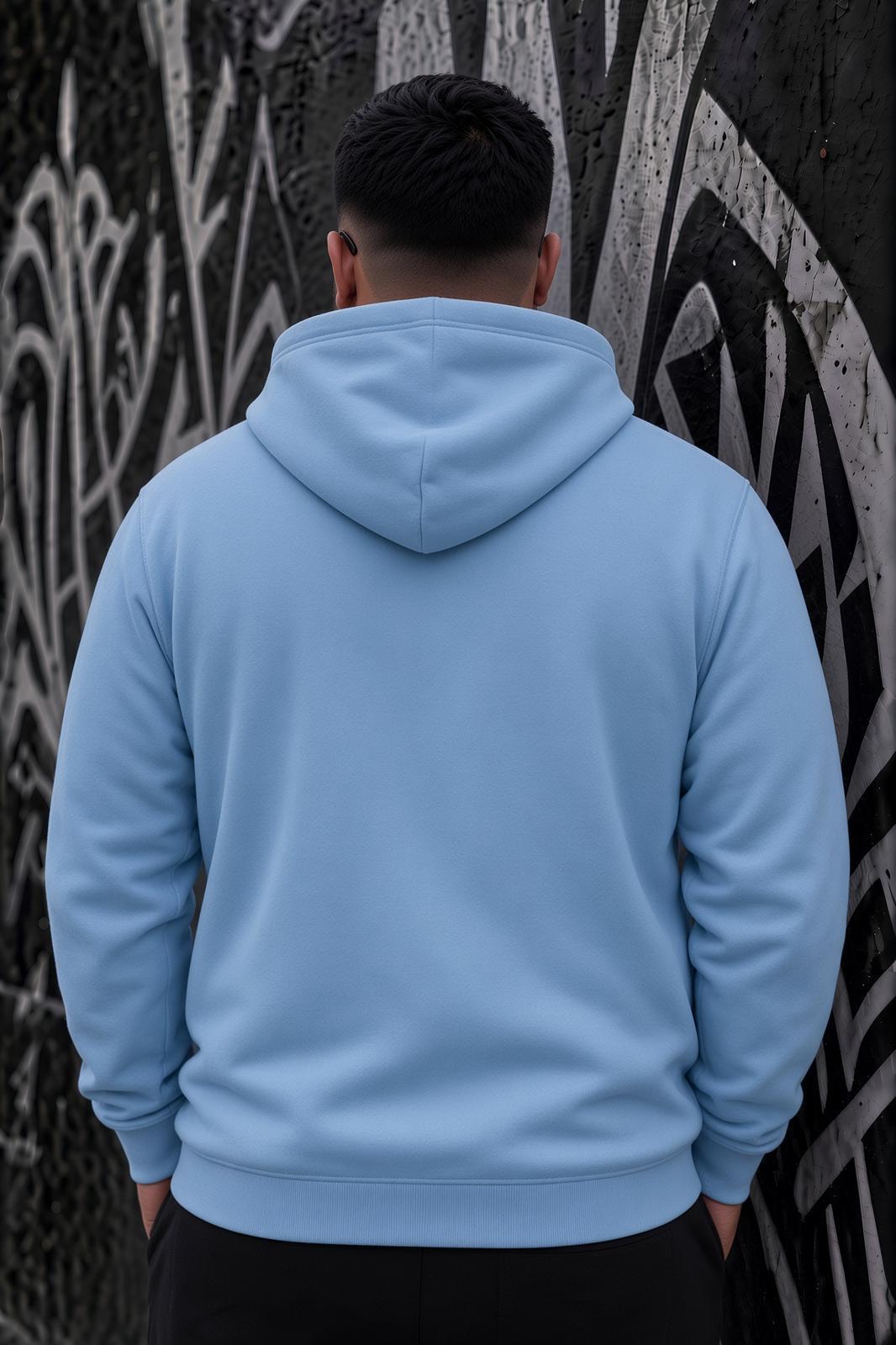 Bery Büyük Beden Erkek Kapüşonlu Basic Sweatshirt İki İplik Şardonlu Kanguru Cepli